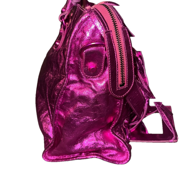 BALENCIAGA Metallic Pink City Handbag - Picture 3 of 10